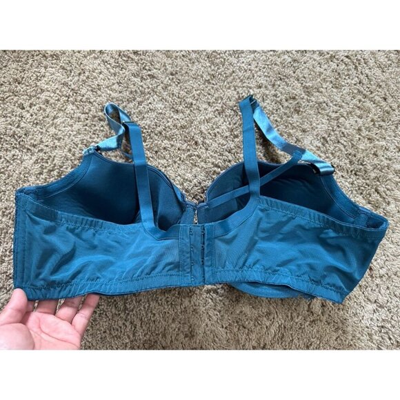 CACIQUE BALCONETTE BRA Turquoise Blue Floral Lace Light Line Wired 44DD - Picture 2 of 7